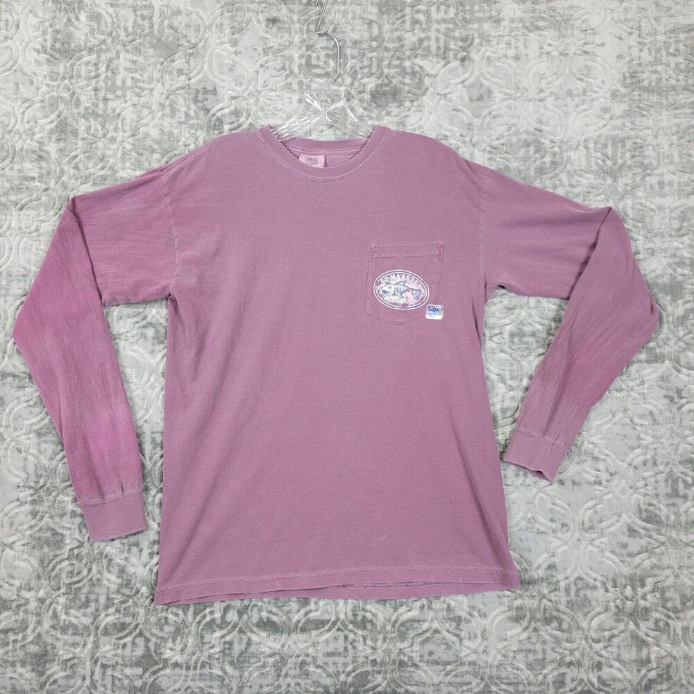 Vintage St. Maarten Shirt Mens Medium Burgundy Pocket Friendly Island Fish 1496 - Picture 1 of 8